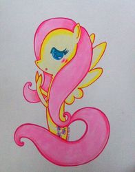 Size: 927x1181 | Tagged: safe, artist:airyu, fluttershy, g4, female, solo, traditional art