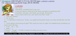 Size: 696x334 | Tagged: safe, carrot top, golden harvest, g4, /mlp/, 4chan, 4chan screencap, anon in equestria, feels, greentext, rejection is magic, text