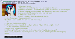 Size: 702x367 | Tagged: safe, dj pon-3, vinyl scratch, oc, oc:anon, g4, /mlp/, 4chan, 4chan screencap, anon in equestria, feels, greentext, rejection is magic, sad, text
