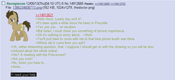 Size: 704x322 | Tagged: safe, doctor whooves, time turner, g4, /mlp/, 4chan, 4chan screencap, anon in equestria, feels, greentext, rejection is magic, sad, text