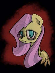 Size: 768x1024 | Tagged: safe, artist:melodenesa, fluttershy, g4, bust, female, looking at you, portrait, psychoshy, puffy eyes, solo, tired