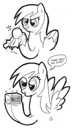 Size: 529x929 | Tagged: safe, artist:abronyaccount, derpy hooves, pegasus, pony, g4, female, mare, monochrome, soap