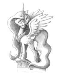 Size: 600x761 | Tagged: safe, artist:sovwi, princess celestia, g4, female, grayscale, monochrome, solo