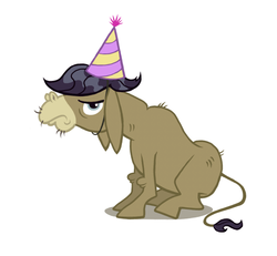 Size: 600x555 | Tagged: safe, artist:sovwi, cranky doodle donkey, donkey, g4, hat, male, party hat, simple background, solo, white background