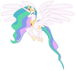 Size: 578x545 | Tagged: safe, artist:tigerbeetle, princess celestia, alicorn, pony, g4, eyes closed, female, flying, mare, simple background, solo, transparent background