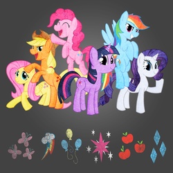 Size: 1000x1000 | Tagged: safe, artist:scritchy, applejack, fluttershy, pinkie pie, rainbow dash, rarity, twilight sparkle, g4, mane six