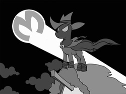 Size: 1000x753 | Tagged: safe, artist:lendabit, mare do well, g4, batsignal, monochrome