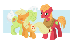 Size: 2472x1464 | Tagged: safe, artist:lendabit, applejack, big macintosh, granny smith, earth pony, pony, g4, the cutie mark chronicles, colt big macintosh, crying, cutie mark, female, filly, filly applejack, male, younger