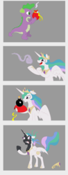 Size: 853x2182 | Tagged: safe, artist:philith, princess celestia, spike, g4, bomb, comic