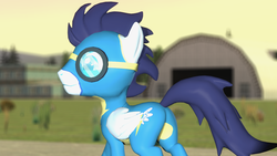 Size: 1366x768 | Tagged: safe, artist:sinkingstone, soarin', pegasus, pony, g4, 3d, butt, gmod, male, plot, soarass, solo, stallion