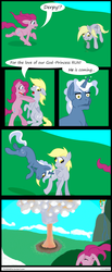 Size: 693x1677 | Tagged: safe, artist:philith, derpy hooves, pinkie pie, pokey pierce, earth pony, pegasus, pony, unicorn, g4, comic, explosion, female, implied death, male, mare, me gusta, stallion