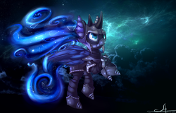 Size: 3401x2182 | Tagged: safe, artist:1vladislav, princess luna, g4, armor, female, solo, warrior luna