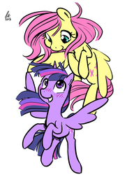 Size: 1200x1650 | Tagged: safe, artist:rwl, fluttershy, twilight sparkle, alicorn, pony, g4, female, lesbian, mare, ship:twishy, shipping, twilight sparkle (alicorn)