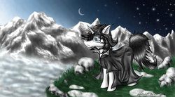 Size: 1280x705 | Tagged: safe, artist:ap0st0l, oc, oc only, pony, unicorn, cliff, cloak, clothes, glasses, mountain, stars, white night