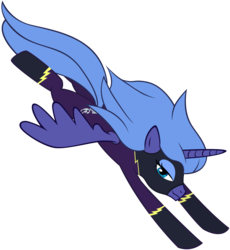 Size: 5976x6500 | Tagged: safe, artist:maximillianveers, princess luna, g4, absurd resolution, bedroom eyes, clothes, female, flying, s1 luna, shadowbolts, shadowbolts costume, simple background, solo, transparent background, vector