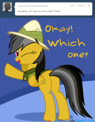 Size: 1280x1641 | Tagged: safe, artist:drumblastingquilava, daring do, g4, ask, askdashanddo, butt, female, plot, solo, tumblr