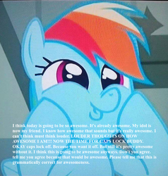 Size: 671x705 | Tagged: safe, rainbow dash, daring don't, g4, awesome, dashface, female, so awesome, solo, text