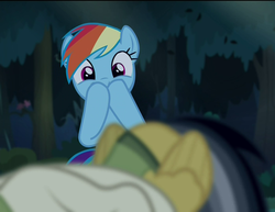 Size: 1398x1080 | Tagged: safe, screencap, daring do, rainbow dash, pegasus, pony, daring don't, g4, female, mare, out of context