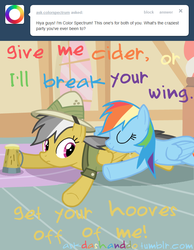 Size: 661x850 | Tagged: safe, artist:drumblastingquilava, daring do, rainbow dash, g4, ask, askdashanddo, tumblr