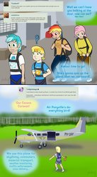 Size: 662x1207 | Tagged: safe, artist:phallen1, derpy hooves, fluttershy, rainbow dash, oc, human, g4, air ponyville, ask, comic, humanized, light skin, parachute, plane