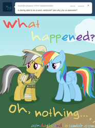 Size: 591x800 | Tagged: safe, artist:drumblastingquilava, daring do, rainbow dash, g4, ask, askdashanddo, tumblr