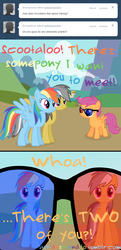 Size: 661x1365 | Tagged: safe, artist:drumblastingquilava, daring do, rainbow dash, scootaloo, g4, 3d glasses, ask, askdashanddo, tumblr