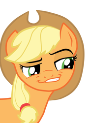 Size: 351x480 | Tagged: safe, artist:short circuit, applejack, daring don't, g4, applejack is best facemaker, female, simple background, smugjack, solo