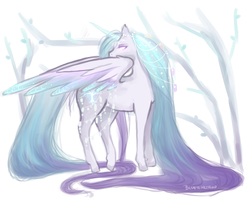 Size: 1280x1067 | Tagged: safe, artist:blueteardrop, tree of harmony, alicorn, pony, female, long mane, mare, ponified, simple background, solo, white background