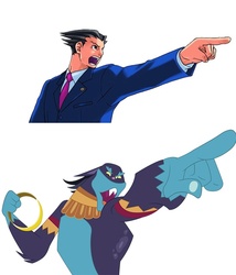 Size: 550x642 | Tagged: safe, ahuizotl, daring don't, g4, ace attorney, comparison, objection, phoenix wright, rings of scorchero