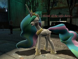 Size: 1082x820 | Tagged: safe, artist:sandwich-anomaly, princess celestia, alicorn, pony, g4, 3d, dr breen, dr hax, gmod, gmod idiot box, imminent computer screen