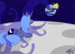 Size: 504x360 | Tagged: safe, artist:emeralddarkness, princess luna, g4, female, moon, s1 luna, solo