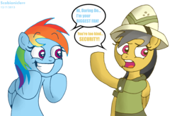 Size: 7293x4816 | Tagged: safe, artist:scobionicle99, daring do, rainbow dash, daring don't, g4, absurd resolution, fangirl, i'm your biggest fanatic, simple background, spongebob squarepants, transparent background