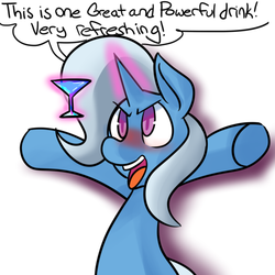 Size: 500x500 | Tagged: safe, artist:fauxsquared, trixie, pony, unicorn, trixie is magic, g4, blushing, cocktail, drink, drunk, female, mare, solo