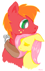 Size: 332x518 | Tagged: safe, artist:spyroshy, big macintosh, fluttershy, earth pony, pony, g4, male, ship:fluttermac, shipping, size difference, stallion, straight