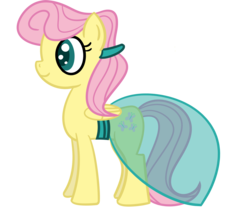 Size: 1233x1034 | Tagged: safe, artist:ozangel, fluttershy, pegasus, pony, g4, alternate hairstyle, clothes, dress, female, mare, simple background, solo, transparent background
