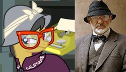 Size: 644x370 | Tagged: safe, a.k. yearling, daring do, daring don't, g4, comparison, glasses, henry jones, indiana jones, sean connery