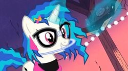 Size: 637x356 | Tagged: safe, artist:mysteryben, dj pon-3, vinyl scratch, pony, ponies: the anthology 3, g4, 80s, adorkable, braces, cute, dork, double dipper, female, glasses, gravity falls, magic, male, mare, solo, vinylbetes, youtube