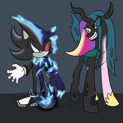 Size: 894x894 | Tagged: safe, artist:sonicspeed123, queen chrysalis, g4, crossover, mephiles, mephiles the dark, sonic the hedgehog (series)