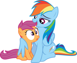 Size: 4901x4000 | Tagged: safe, artist:sulyo, rainbow dash, scootaloo, g4, simple background, transparent background, vector