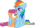 Size: 4901x4000 | Tagged: safe, artist:sulyo, rainbow dash, scootaloo, g4, simple background, transparent background, vector