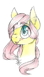 Size: 973x1717 | Tagged: safe, artist:kyanchan, fluttershy, g4, alternate hairstyle, bust, female, solo