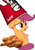 Size: 600x867 | Tagged: safe, scootaloo, pegasus, pony, g4, bucket, bucket of chicken, cannibalism joke, chicken meat, colonel sanders, female, filly, foal, food, fried chicken, kfc, meat, scootachicken, simple background, solo, white background