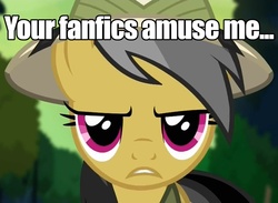 Size: 983x718 | Tagged: safe, daring do, daring don't, g4, caption, female, image macro, looking at you, sarcasm, solo, unamused