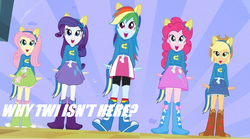 Size: 779x434 | Tagged: safe, applejack, fluttershy, pinkie pie, rainbow dash, rarity, equestria girls, g4, exploitable meme, meme, wondercolts, wondercolts meme