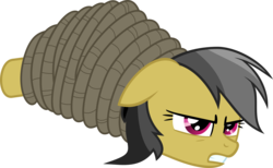 Size: 2560x1582 | Tagged: safe, artist:jp, derpibooru exclusive, daring do, daring don't, g4, bondage, burrito, female, hilarious in hindsight, simple background, solo, tied up, transparent background, vector