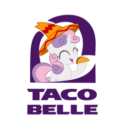 Size: 5000x5000 | Tagged: safe, artist:contreras19, sweetie belle, g4, absurd resolution, female, pun, simple background, solo, taco, taco bell, taco belle, transparent background