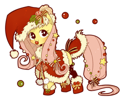 Size: 822x650 | Tagged: dead source, safe, artist:うめぐる, part of a set, fluttershy, pegasus, pony, g4, christmas, clothes, cute, female, lollipop, mouth hold, shyabetes, solo, winter outfit