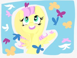 Size: 1024x768 | Tagged: safe, artist:supernoncutie, fluttershy, butterfly, g4, female, solo