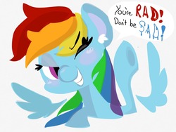 Size: 1024x768 | Tagged: safe, artist:supernoncutie, rainbow dash, g4, dialogue, female, motivational, solo