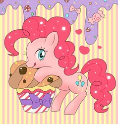 Size: 600x630 | Tagged: safe, artist:ktr3_n, pinkie pie, g4, female, giant muffin, muffin, pixiv, solo